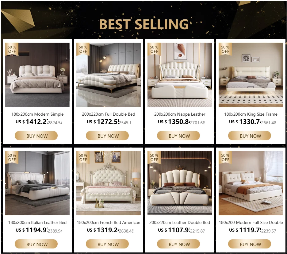 Modern white leather bed frame with an upholstered headboard and convenient built-in storage drawers.