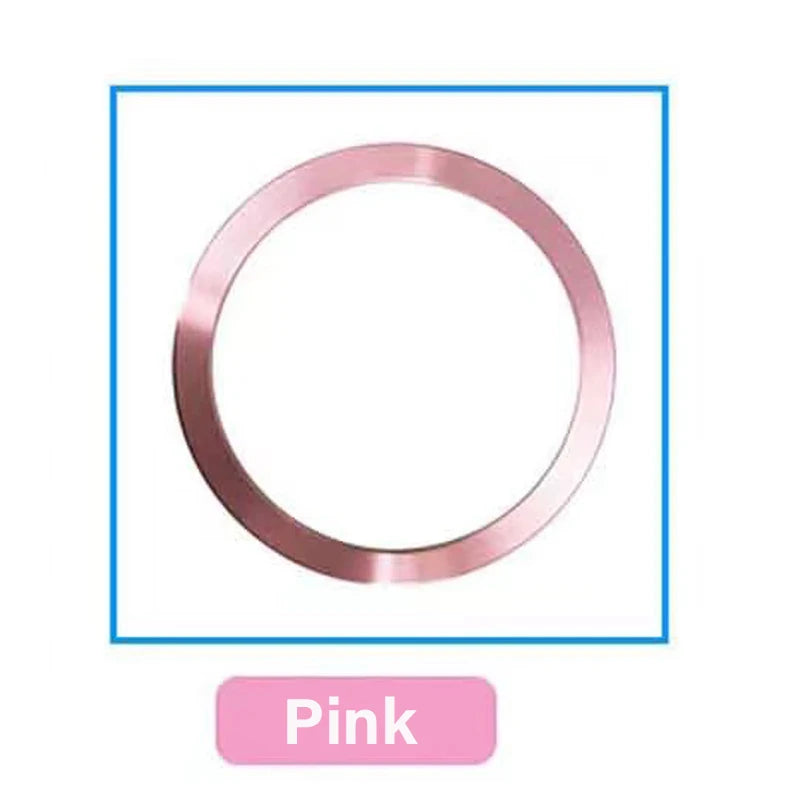 A circular, metallic pink ring frame or bezel with a smooth, polished finish.