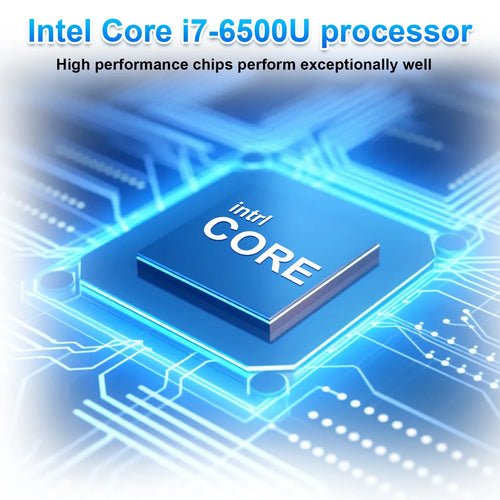 Close-up of a central processing unit on a bright blue digital circuit board background, symbolising high performance.