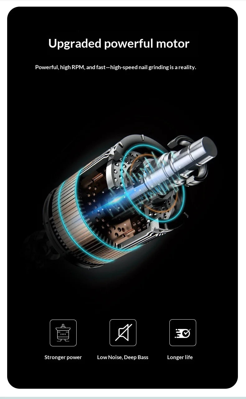 Close-up cutaway view of an electric pet nail grinder motor with a powerful copper-coloured coil and metal shaft.