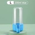 200ml blue plastic pet water dispenser with a clear cylindrical tank and a small attached drinking trough.