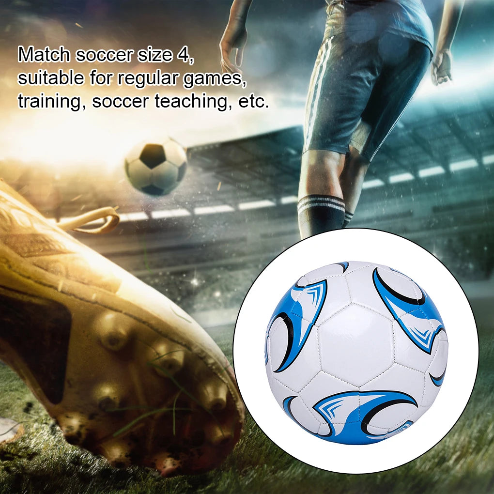 Size 4 football with a white and blue patterned design, suitable for matches, training, and practice.