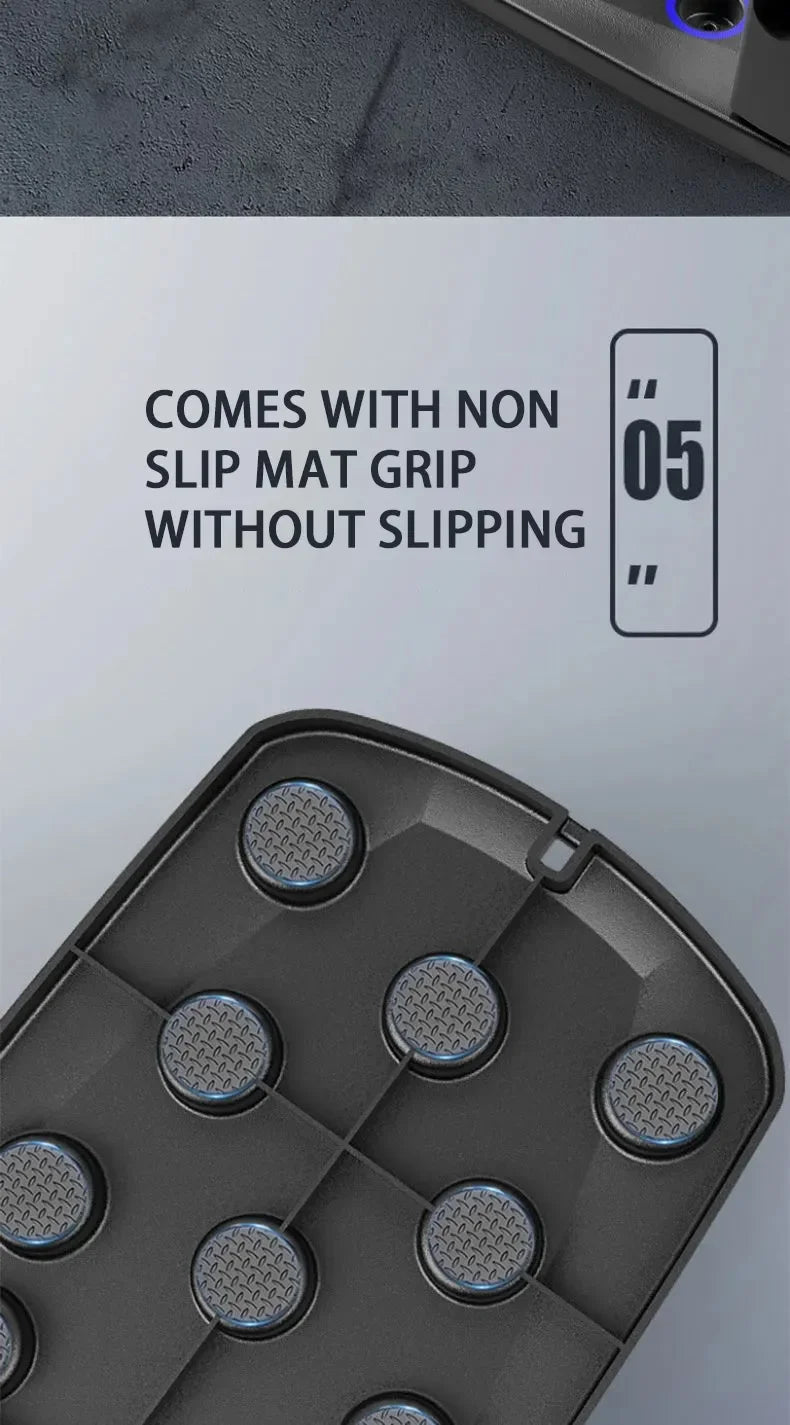 Black foldable push-up board featuring a textured, non-slip base for secure grip during home workouts.