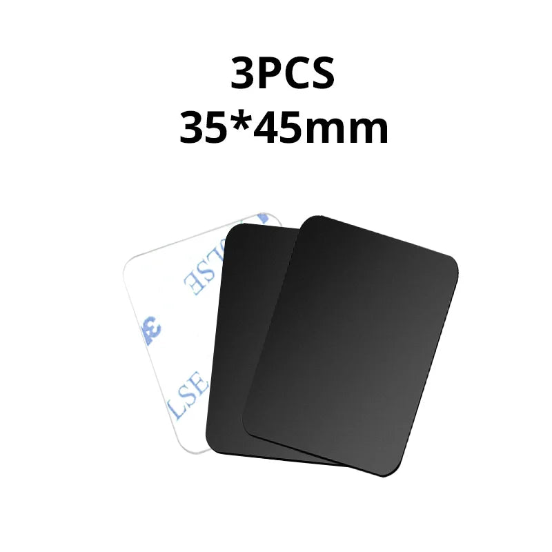 Three 35x45mm rectangular black adhesive mounting pads with peel-off backing.