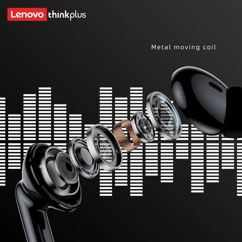 Exploded view of a glossy black wireless earbud showcasing its metal moving coil and internal components.