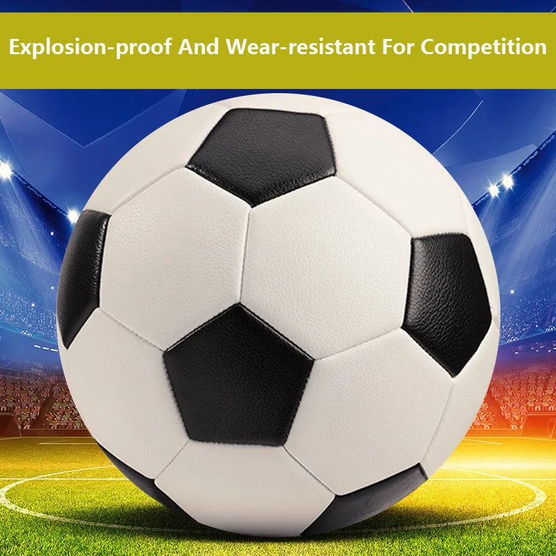 Classic black and white pentagon-panel football designed for durable, wear-resistant professional competition.