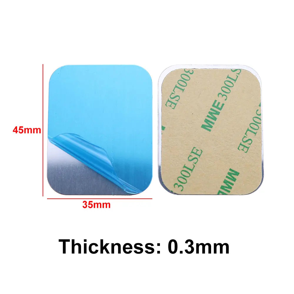 Two square, 45x35mm adhesive pads with a blue protective film on one side and tan backing paper on the other.