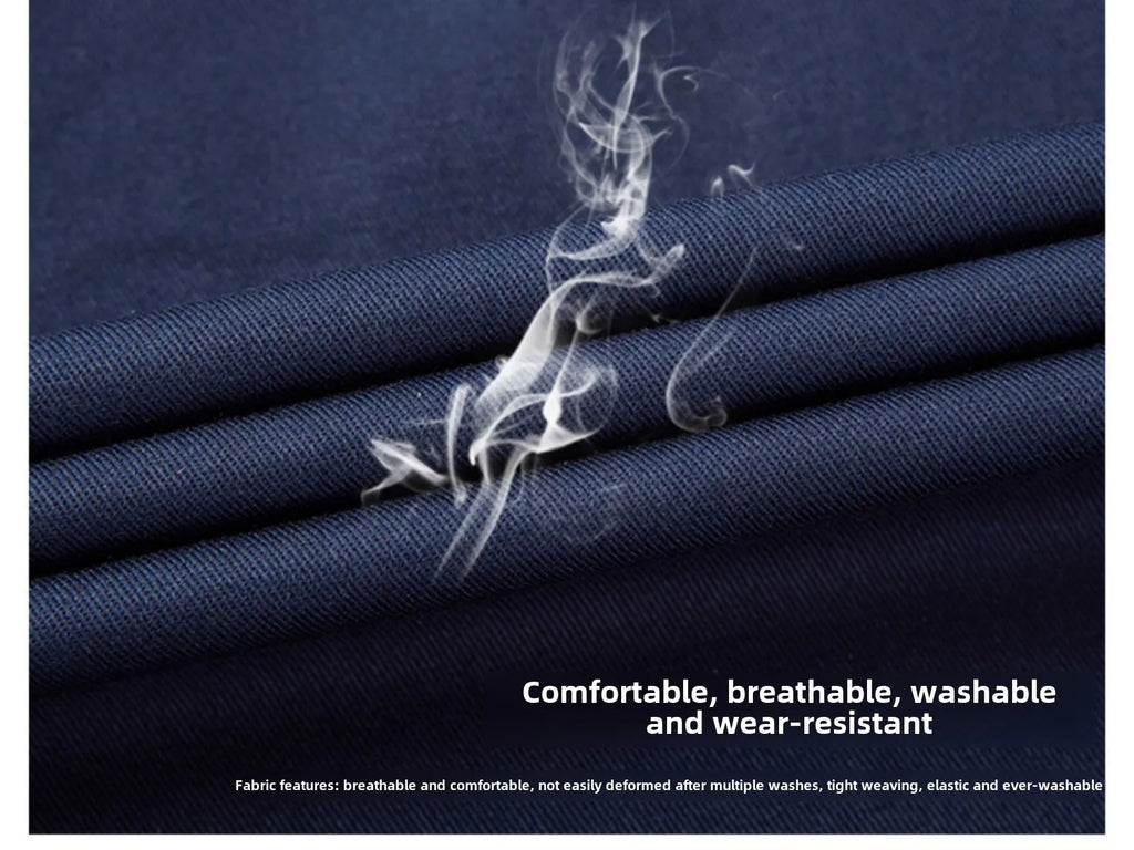 Close-up of navy blue, tight-woven, elastic fabric with visible texture and light smoke effect.