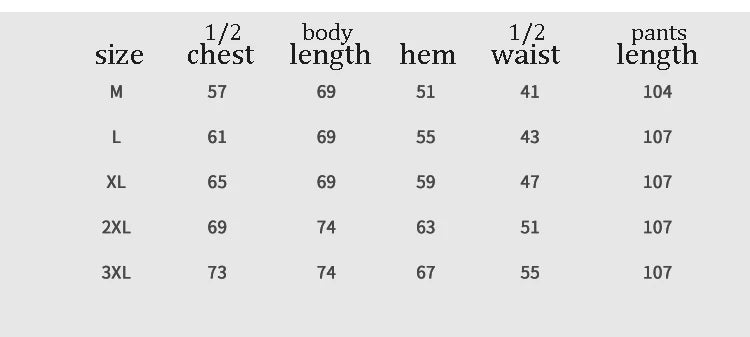 Size chart for men's cotton multi-pocket cargo work trousers, showing measurements in cm for sizes M to 3XL.