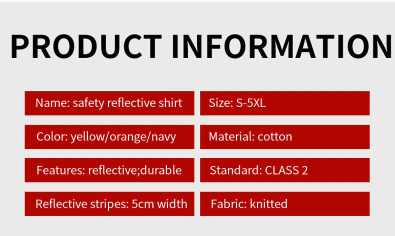 Men's durable high-visibility long sleeve work shirt with 5cm reflective stripes. Available in yellow, orange, or navy.