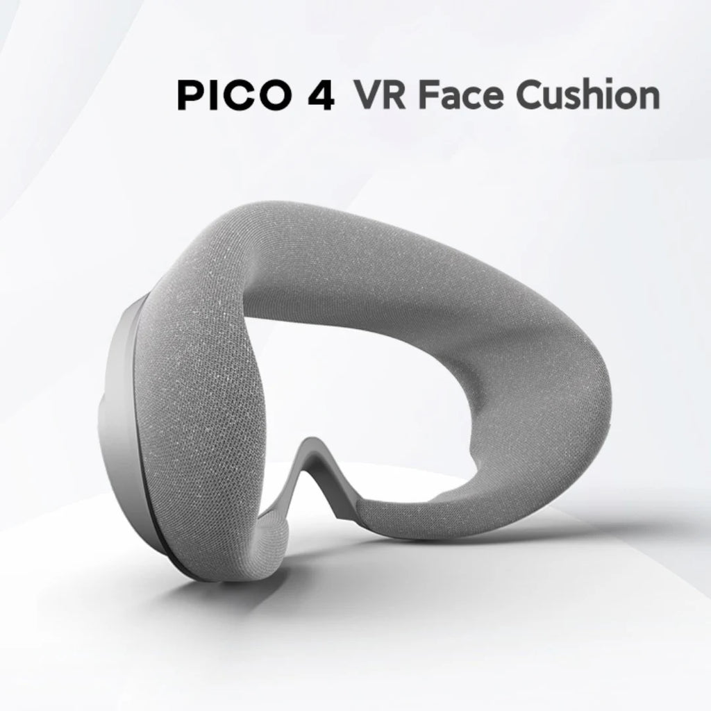 Grey fabric Pico 4 VR face cushion replacement with contoured foam padding and nose cutout.