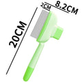 A light green pet grooming comb with fine metal teeth, shown with 20cm and 8.2cm dimension labels.