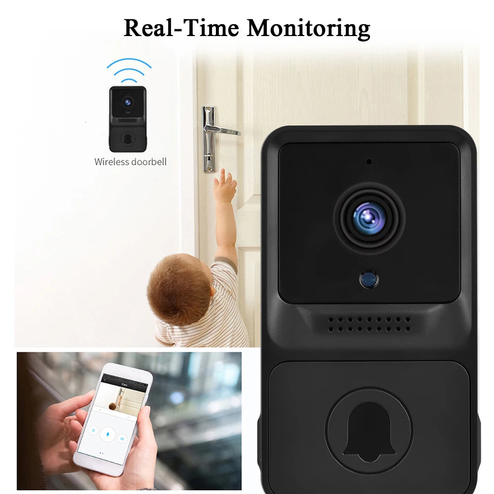 1080P HD Visual Smart Security Doorbell Camera Wireless Video Doorbell with IR Night Vision 2-Way Audio Real-Time Monitoring